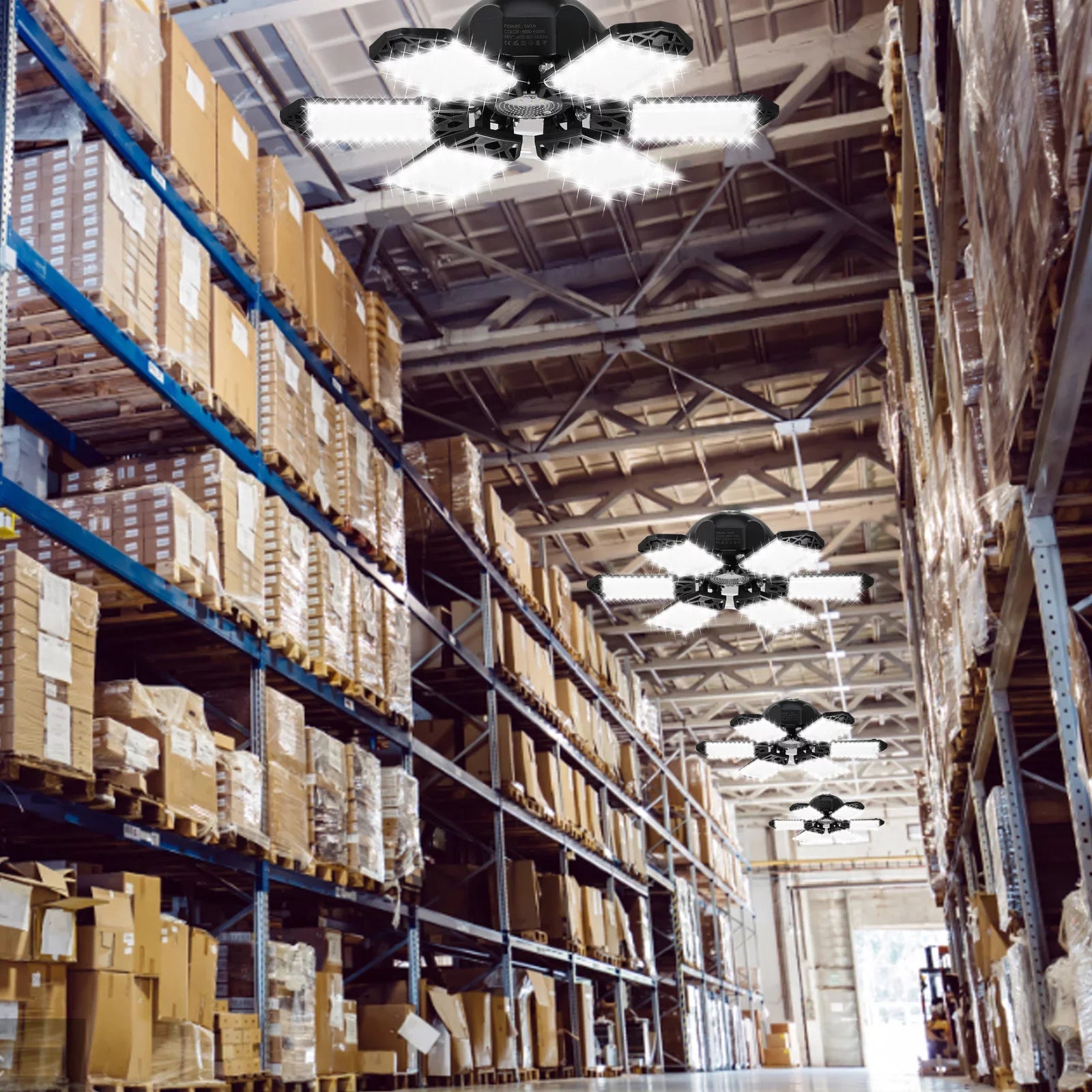 6 Garage Garage Workshop 160W Holder Adjustable Kit with Base Panels 2PCS for Folding Ceiling 152LEDs Socket Gym C85-265V Light Foldable Basement Neoglint Lamp E26/E27 Deformable A Warehouse
