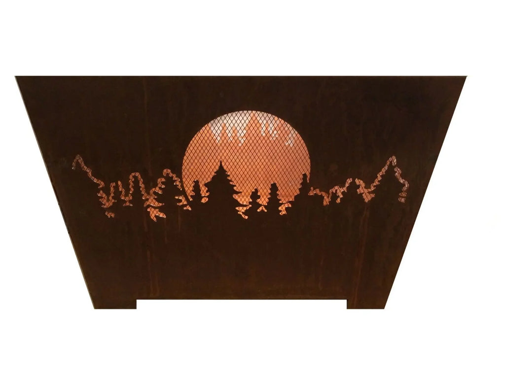 Basket Moon Fire Forest Design Square Esschert Brown and Rustic Finish Outdoor 24"