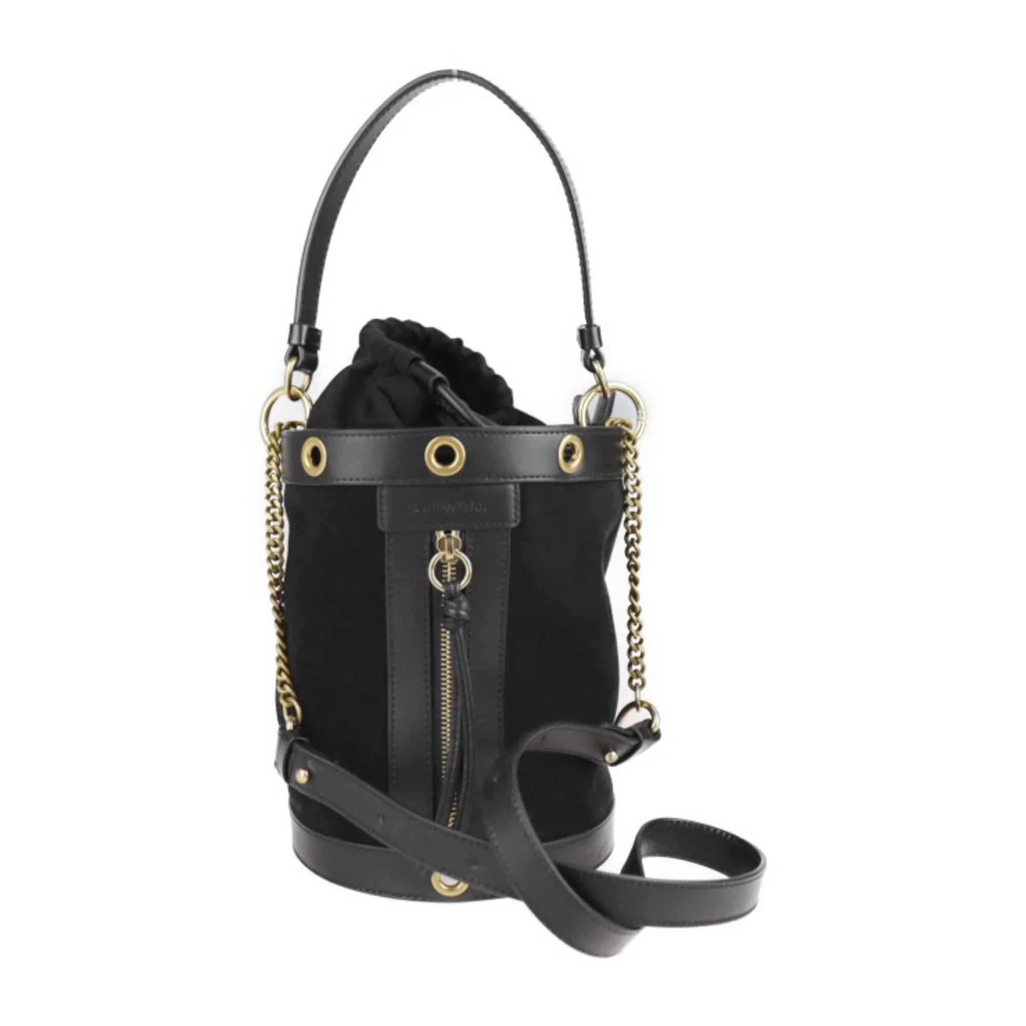 leather fittings Chloé sea Pre-Owned CHLOE by suede by handbag BY shoulder See Debbie 2WAY Chloe black SEE metal (Good) tote gold bag