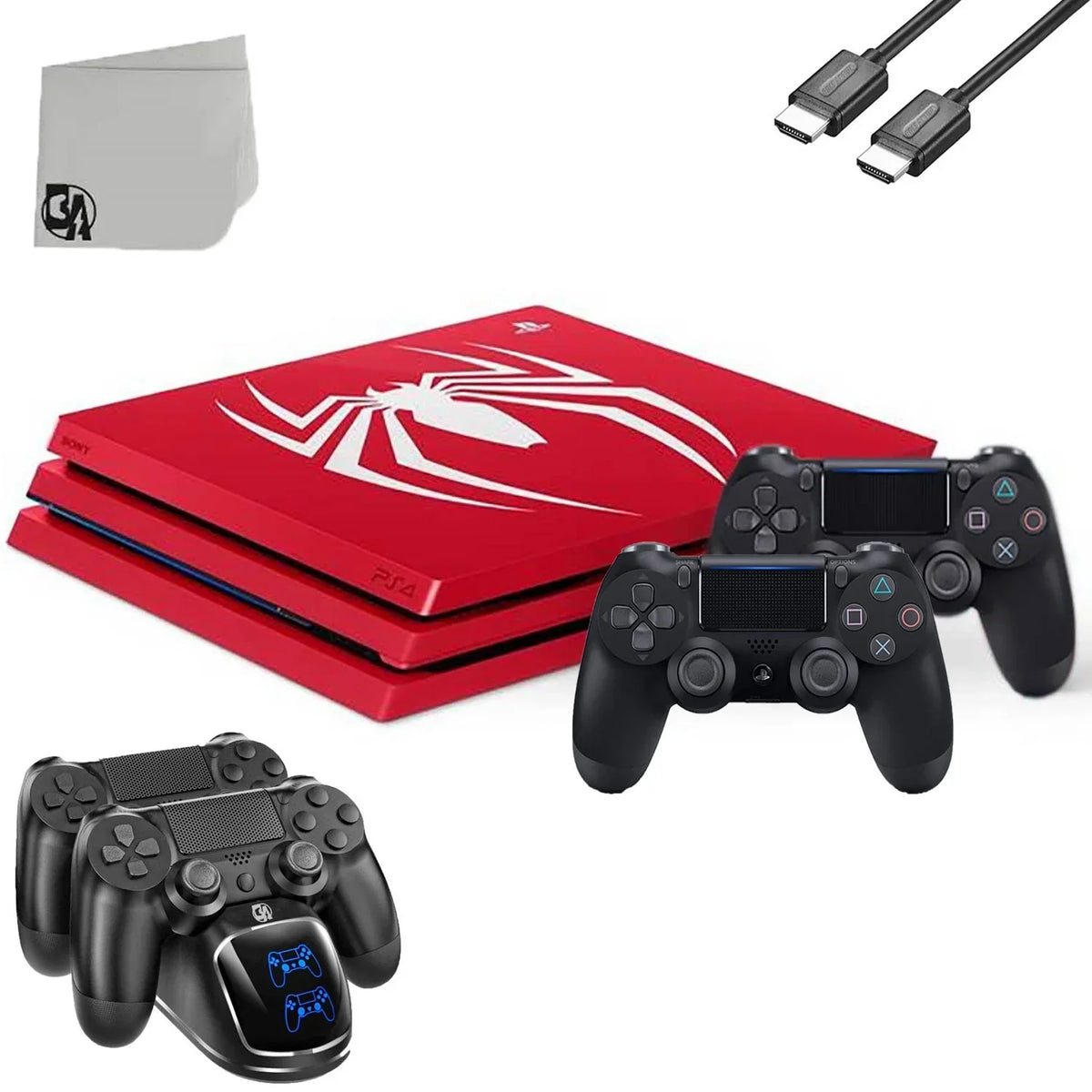 1TB Limited New Sony Gaming with 2 Axtion Cable Pro 4 Console Spider-Man Like Edition Dock Controller HDMI PlayStation Charging Bolt