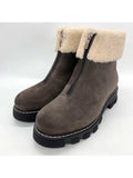 6.5 Cushioned Heel Leather LA Abba Round Gray Block Zip-Up Toe Womens Booties CANADIENNE Waterproof M