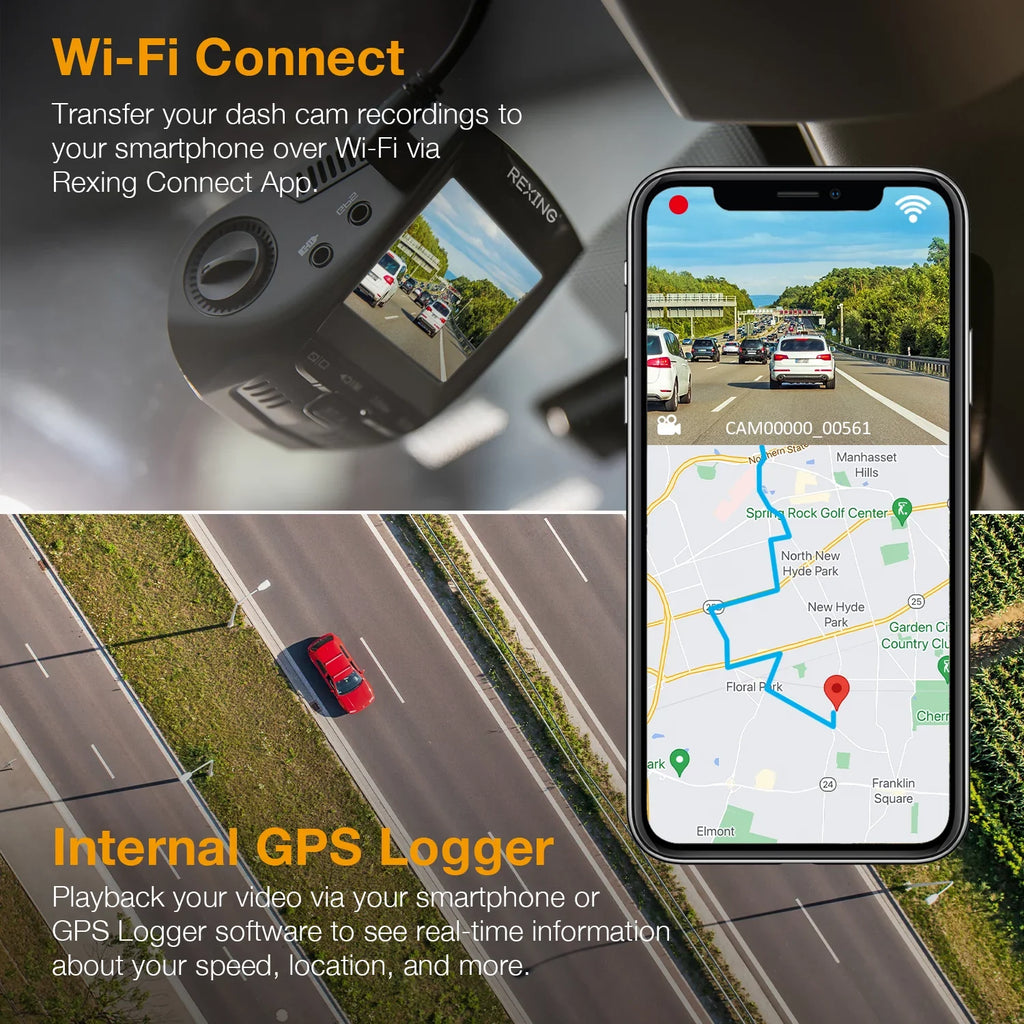 Rexing GPS w/Wi-Fi and Ultra HD Car Cam Dash V1GW-4K