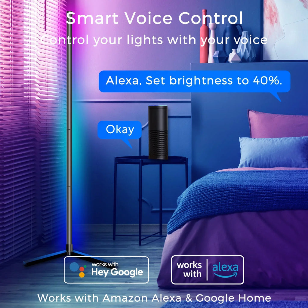 LED Syn Changing, Lamp, Dimmable, Color eco4life Floor Smart Music Standing WiFi