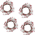 Berry Rustic Of Cream Candle 4 Centerpiece Diam) Red 7" For Decor – Home Pip Berry And Small Artificial (Size: Wreaths Decorations Pack Rings And Farmhouse Christmas