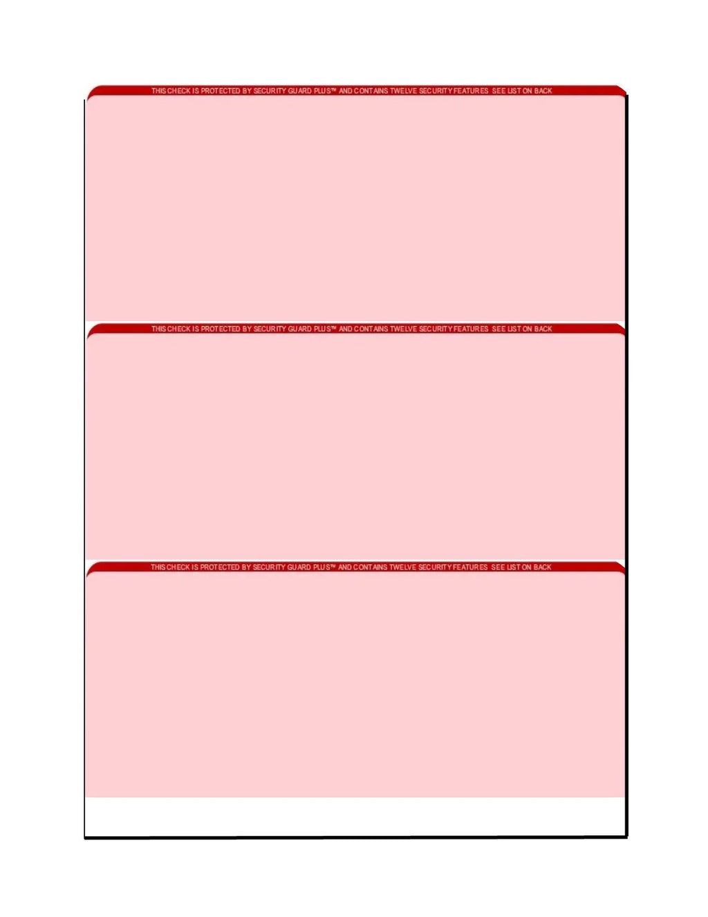Zapco Red 3-Up Pattern, 8-1/2" 12 w OF with PACK Complex Checks, x Security - 100 Background High-Security Check Microperfed Features SHEETS Paper, 11",