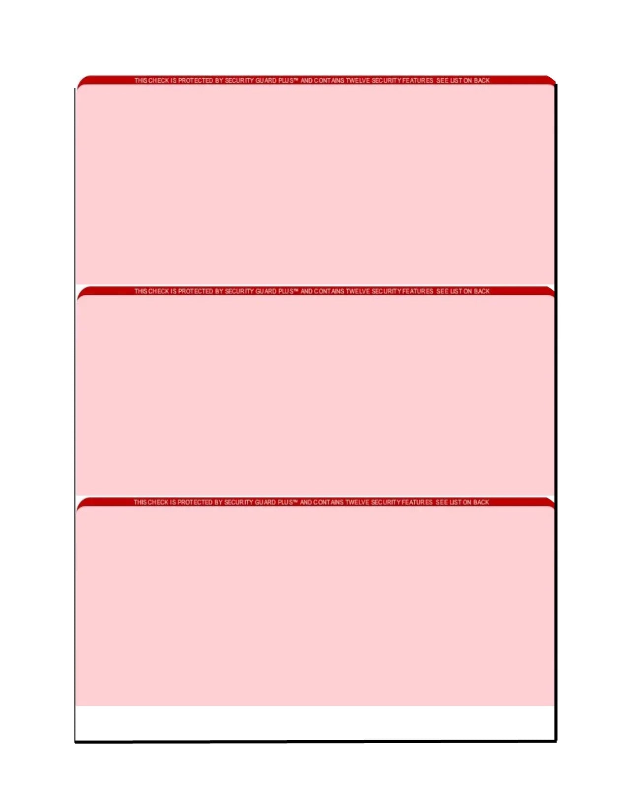Zapco Red 3-Up Pattern, 8-1/2" 12 w OF with PACK Complex Checks, x Security - 100 Background High-Security Check Microperfed Features SHEETS Paper, 11",