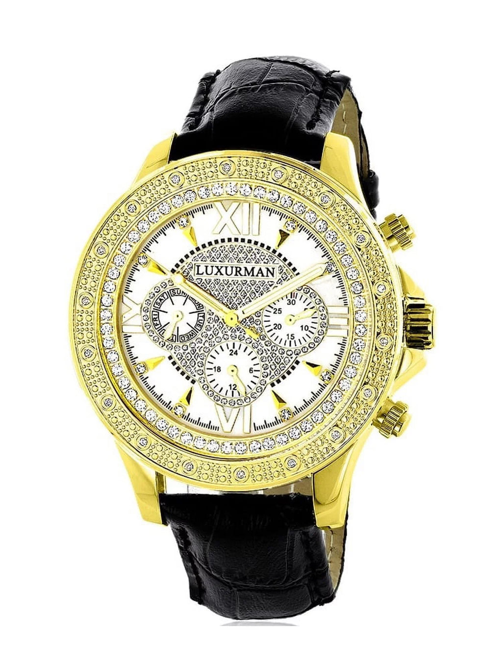 Two Men's Watch with Leather Straps Diamond Extra Black