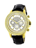 Two Men's Watch with Leather Straps Diamond Extra Black