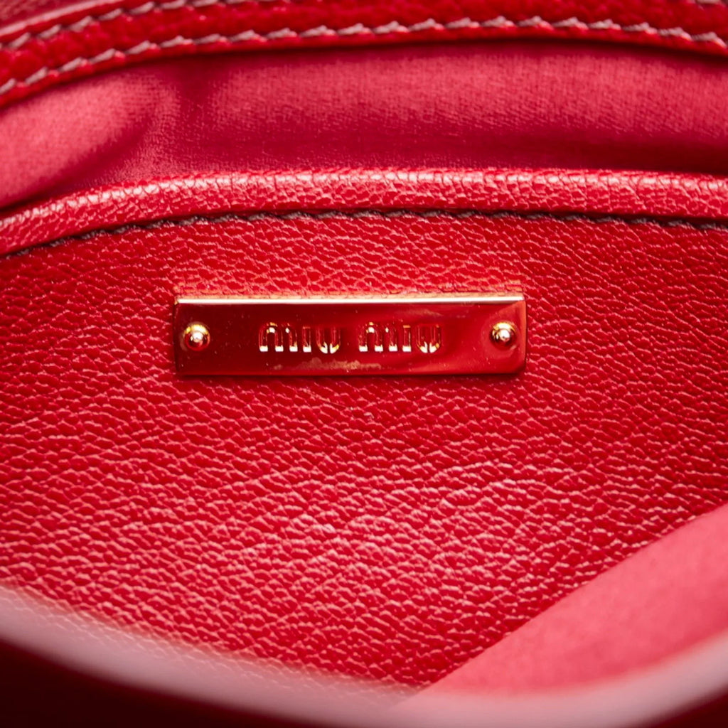 Miu MIUMIU Shoulder Madras (Good) RN0726 Ladies Miu Pre-Owned Bag Bicolor Handbag Leather Red Miu Orange