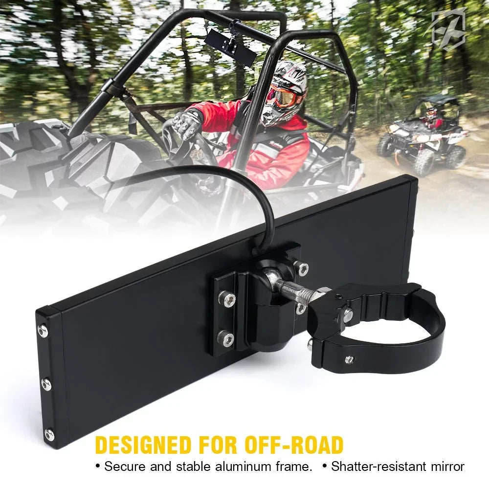 Mirror Dome Xprite fits Lights Rollbars 9" Integrated Aluminum UTV 2" - w/ LED 1.75" Rear View