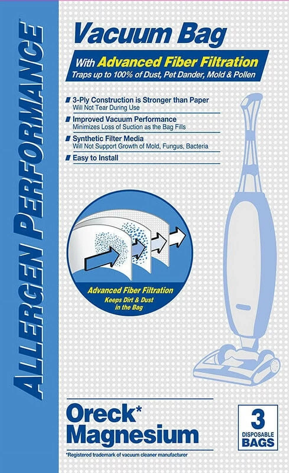 Cleaner Bags USA LW Synthetic 63 in Style Vacuum DVC Magnesium ] HEPA Oreck [ Made by Bags