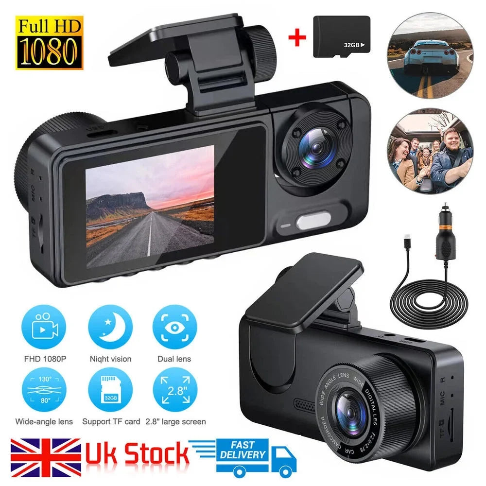 Camera Front & Recorder Car Cam Dash Camcorder Vision Night DVR Inside HD 1080P