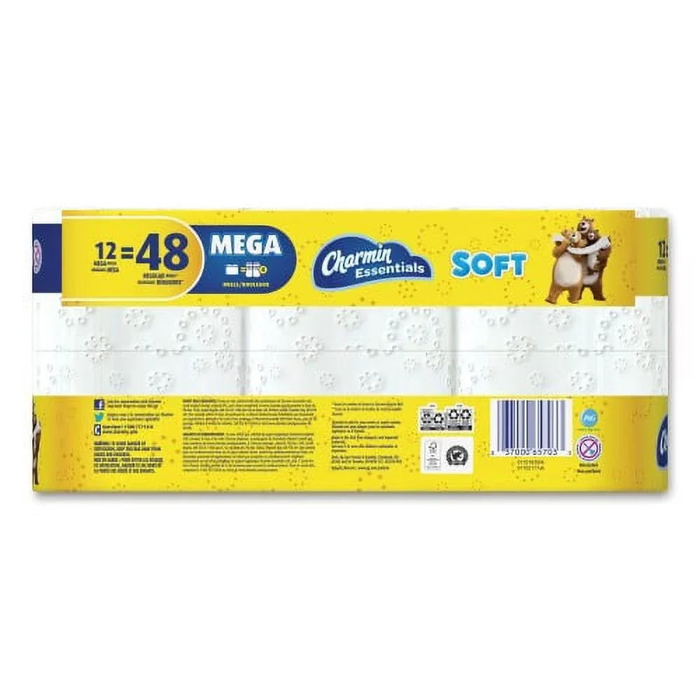 12/Pack Safe, x 3.92, Charmin 4 Tissue, Soft White, 2-Ply, Sheets/Roll, 352 Septic Essentials Bathroom