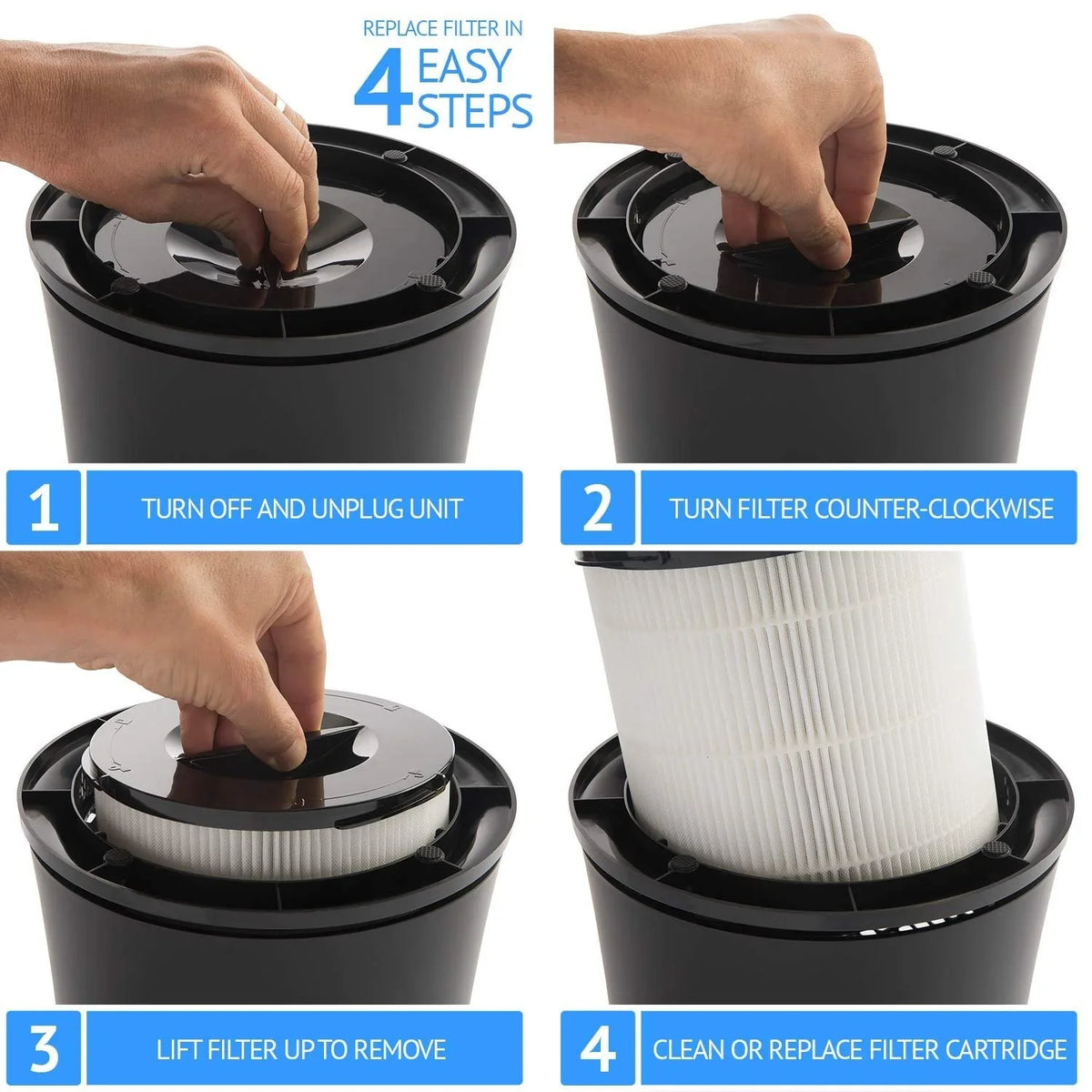 Filter Replacement H13 Air Replacement Filter Filter & Smoke Home, - Bedroom, SilverOnyx Large H13 Dander - (5-Speed), Dust, for Replacement HEPA Black HEPA Pet HEPA Purifier True Room, for Filter