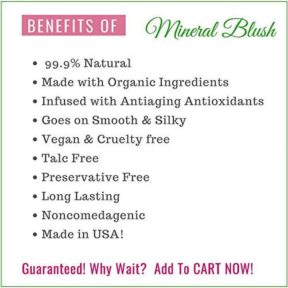 Better'n Organic Cruelty USA | Paraben Pressed Ur in Free & Free | ROSE) | Blush Free | (DUSTY Mineral Lasting Powder Made | | Cheeks Long Minerals | Talc Botanicals