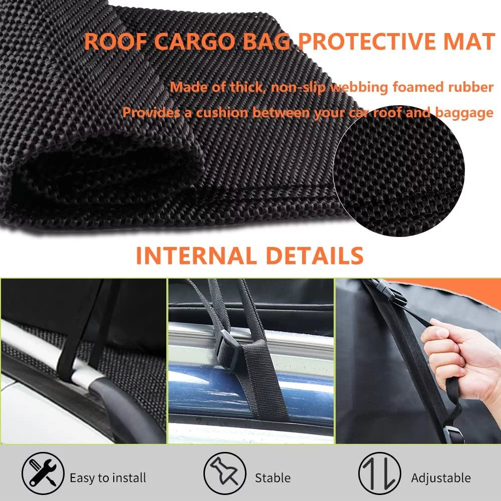 LUCKUP Buckles, Compatible Car Box, Roof Bag,18.5 Heavy Mat, Duty Rooftop All for and Car & Rack (Black Ft Orange) Wide Straps Anti-Slip &Durable Models Waterproof with Cubic Cargo Carrier