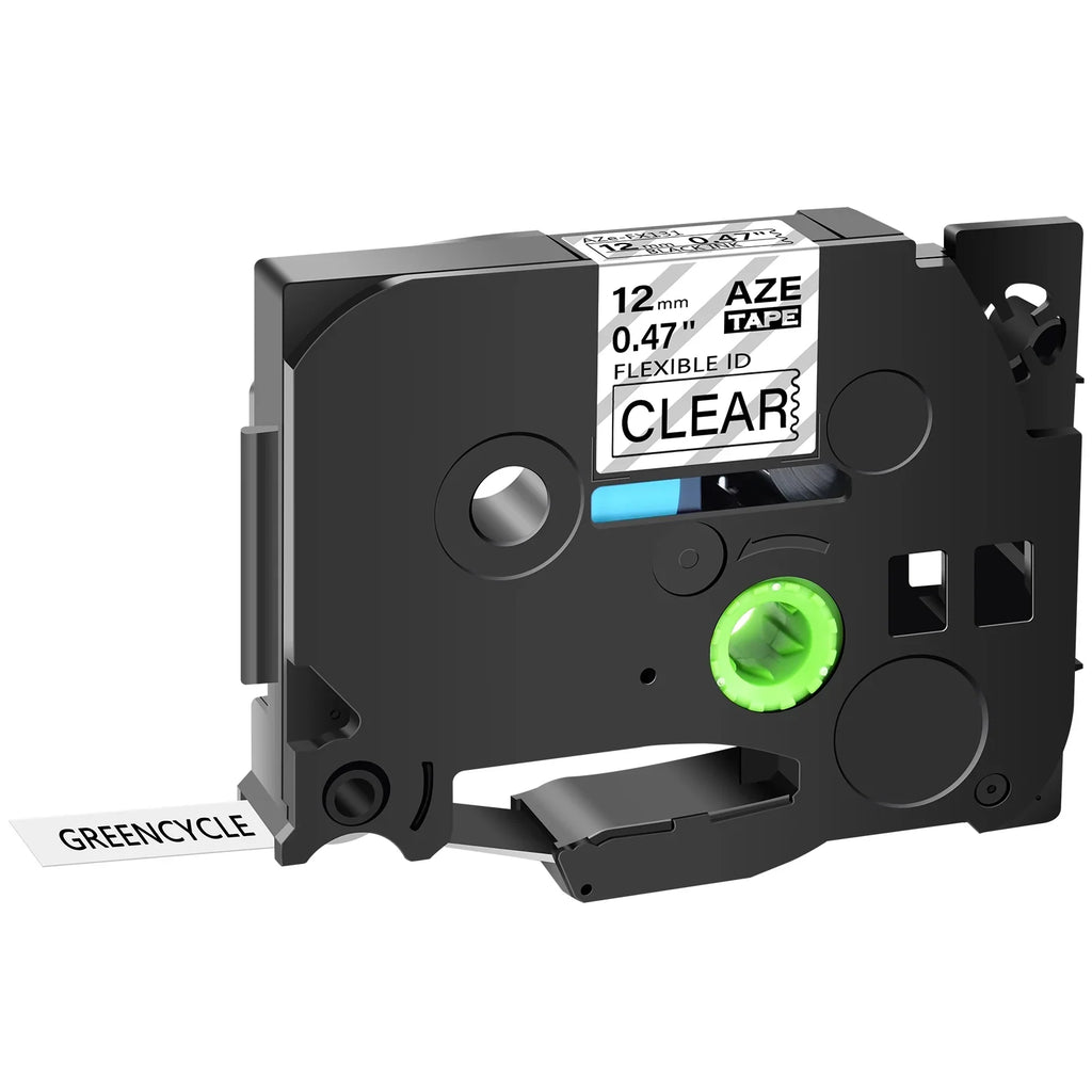 Cable x Label 12mm 8m TZe GREENCYCLE Flexible TZe-131 50PK for on TZ-131 TZ-FX131 Clear TZe-FX131 Brother TZ Wire P-touch Black Compatible Tape ID