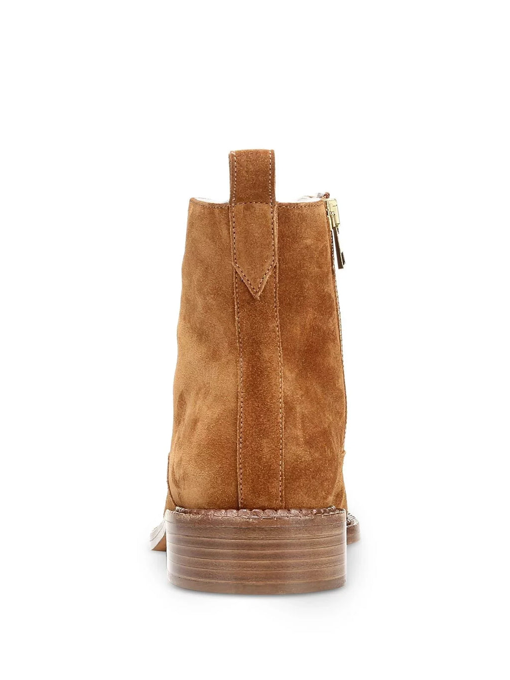 8 Cabria Zip-Up Heel Brown Block Round Boots Comfort Toe Hiking VINCE. Lace Womens M Leather