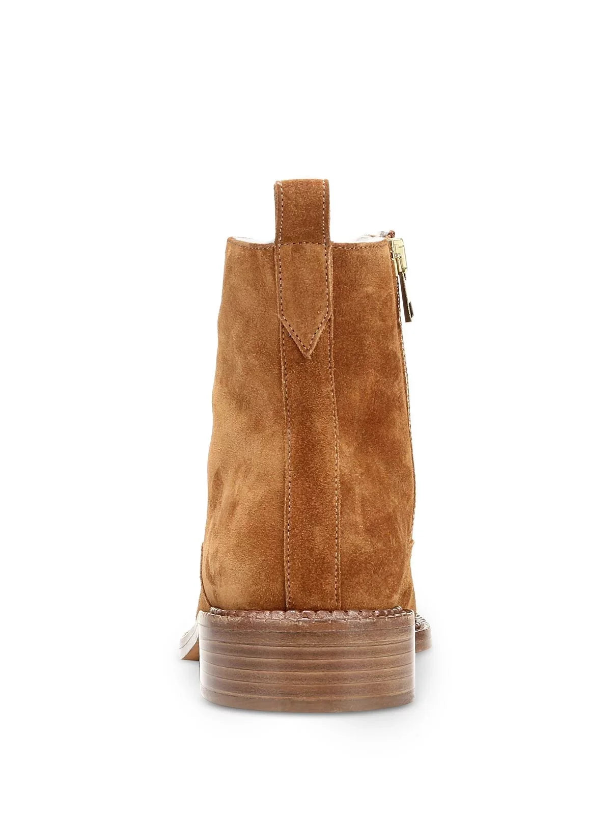 8 Cabria Zip-Up Heel Brown Block Round Boots Comfort Toe Hiking VINCE. Lace Womens M Leather