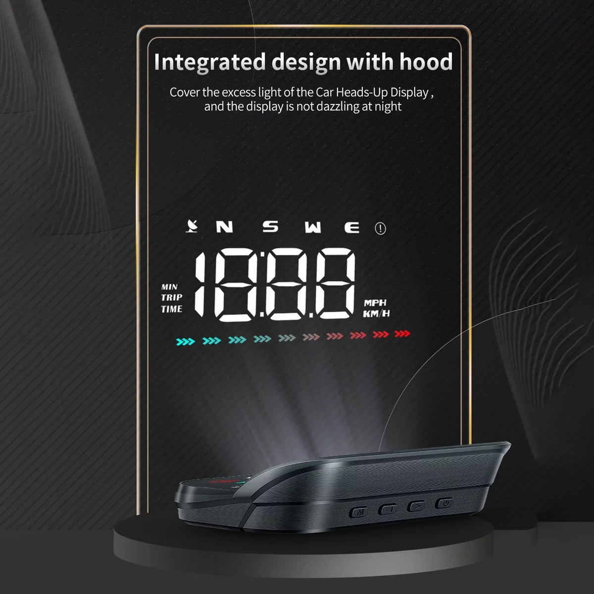 Overspeed Distance, Speedometer, Heads-Up Light, Direction, Travel Speed Car GPS Ambient Nebublu Alarm & Time, Digital Display