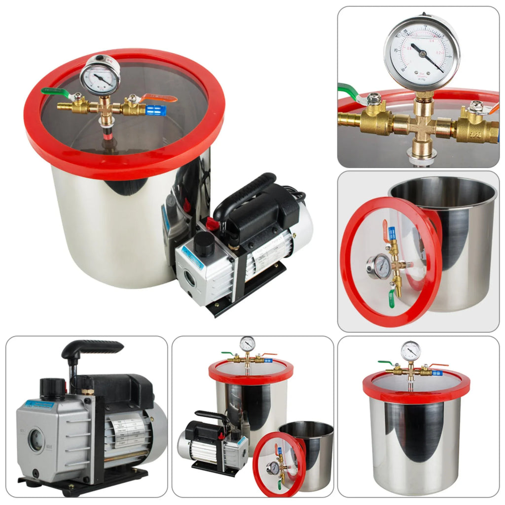 Pump Machine [5 Steel with and Efficiently Eliminate Stainless Ultimate Chamber 3CFM Vacuum Kit Vacuum Degassing Air Silicone Gallon] The Bubbles Our - Powerful