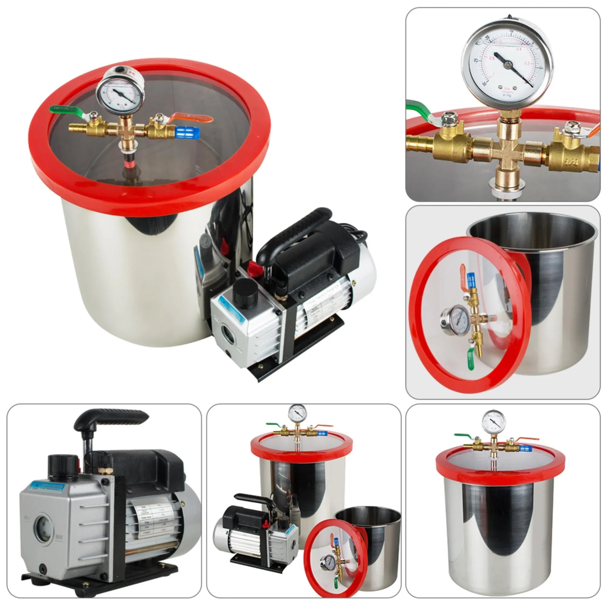 Pump Machine [5 Steel with and Efficiently Eliminate Stainless Ultimate Chamber 3CFM Vacuum Kit Vacuum Degassing Air Silicone Gallon] The Bubbles Our - Powerful