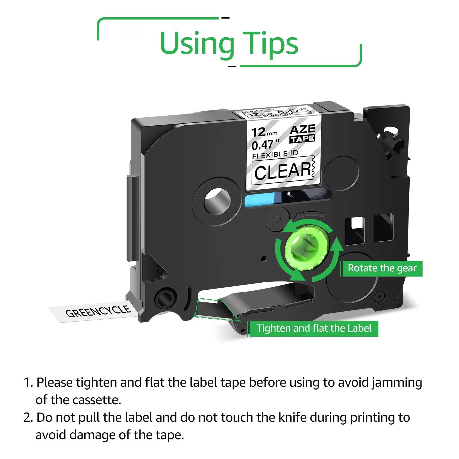 Cable x Label 12mm 8m TZe GREENCYCLE Flexible TZe-131 50PK for on TZ-131 TZ-FX131 Clear TZe-FX131 Brother TZ Wire P-touch Black Compatible Tape ID