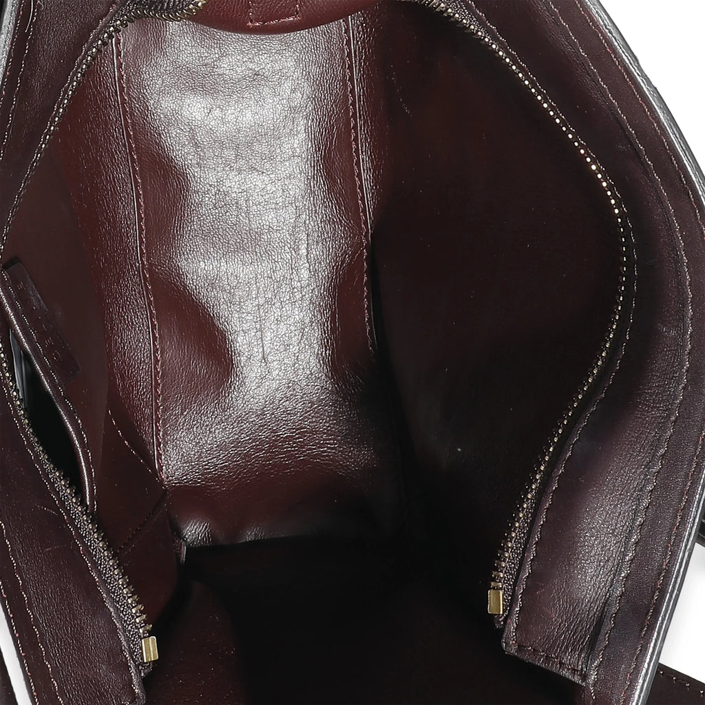 Nano Luggage Beige Burgundy Pre-Owned Suede Tri-Colour Celine Leather Brown