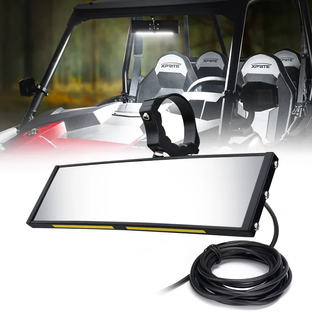 Mirror Dome Xprite fits Lights Rollbars 9" Integrated Aluminum UTV 2" - w/ LED 1.75" Rear View