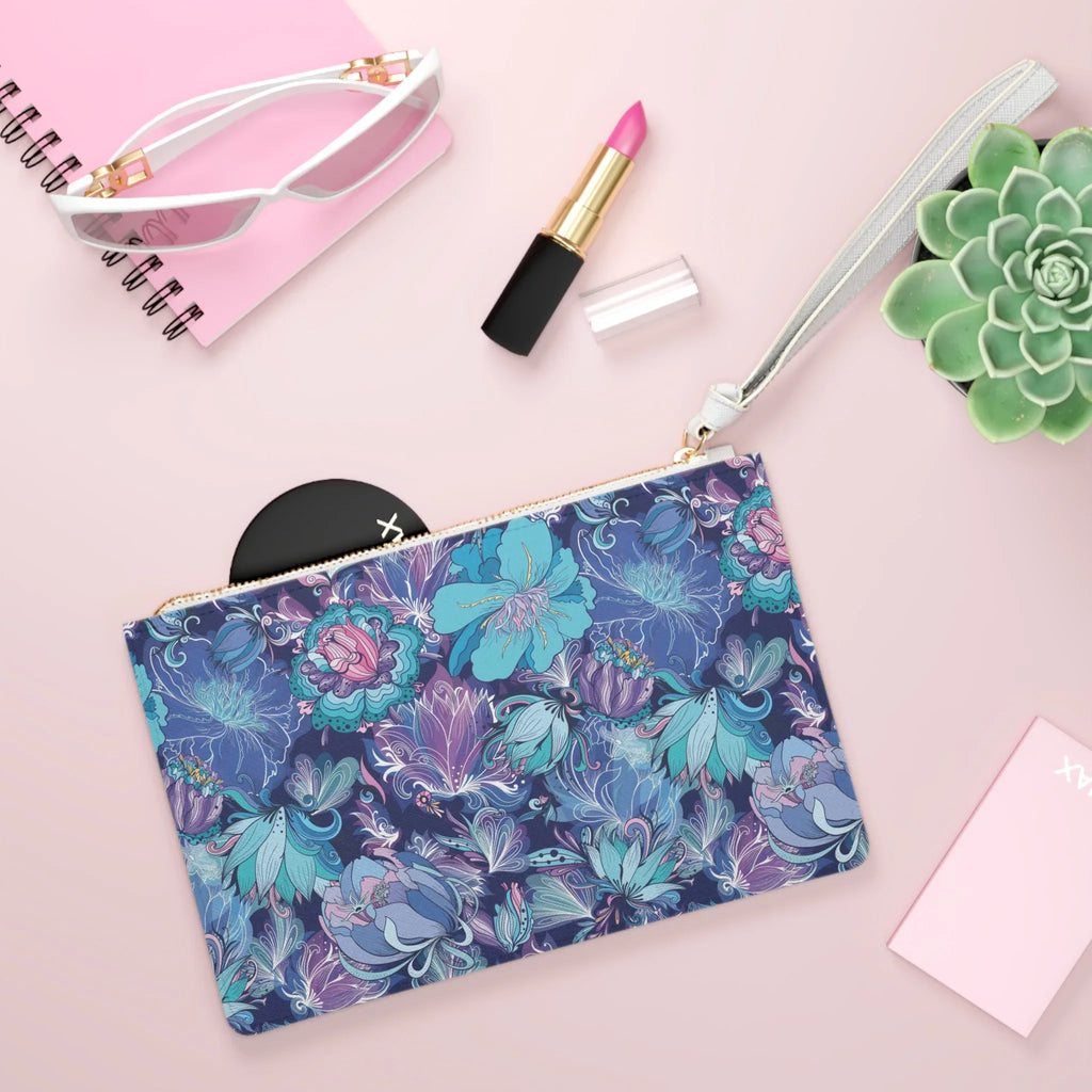 Bag Fusion Clutch Navy, Floral Purple, White