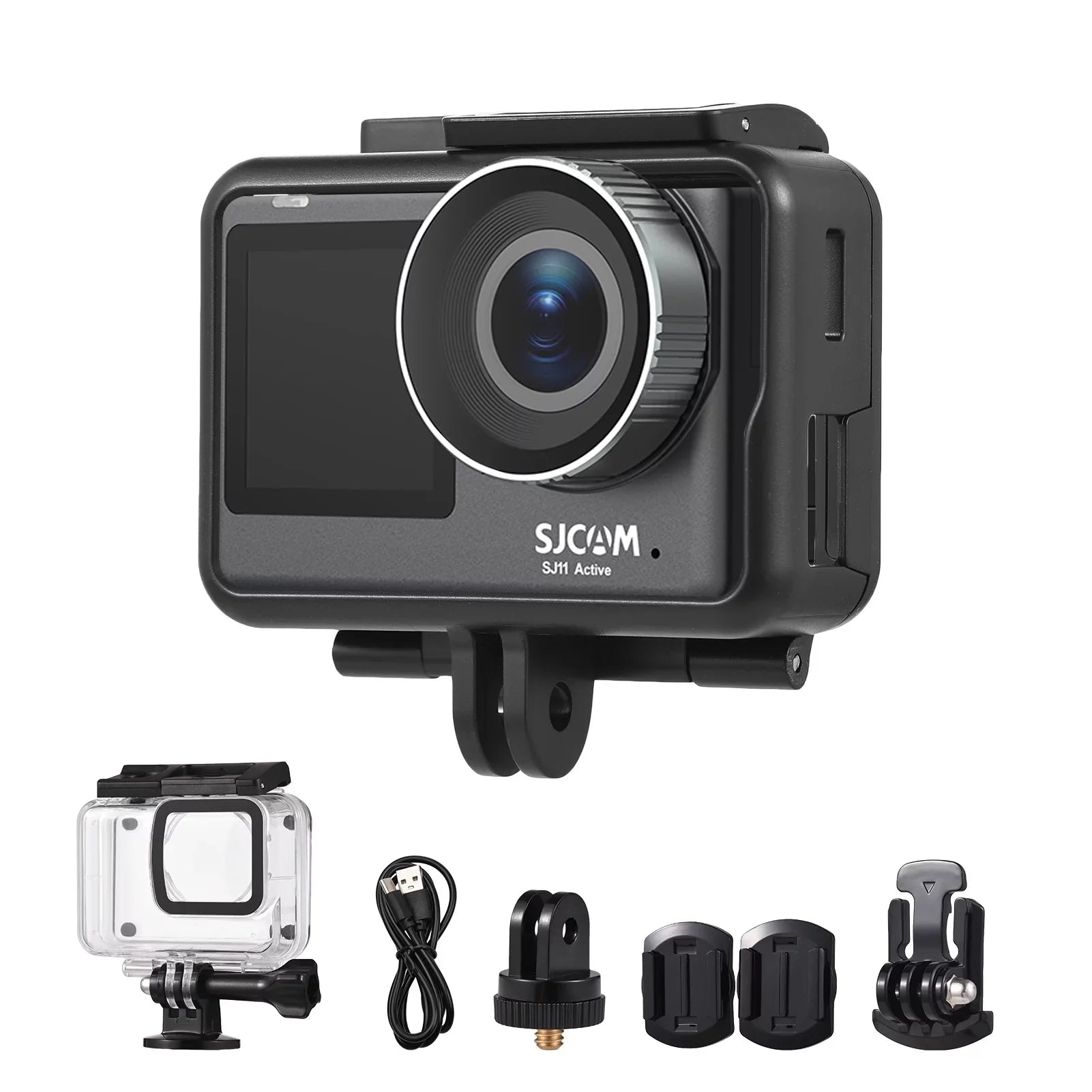 Case with Supports 20MP, Camera SJ11Active Screen, Mini Live Dual Anti-Shake, and Waterproof, Waterproof Comes - Streaming, Action Adapters