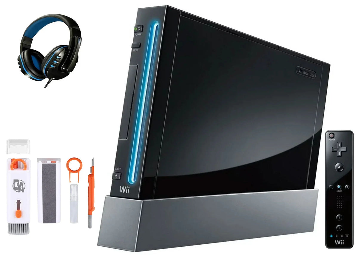 AXTION BOLT Like Console Nintendo New Wii Kit Black Cleaning Headset + Gaming Bundle