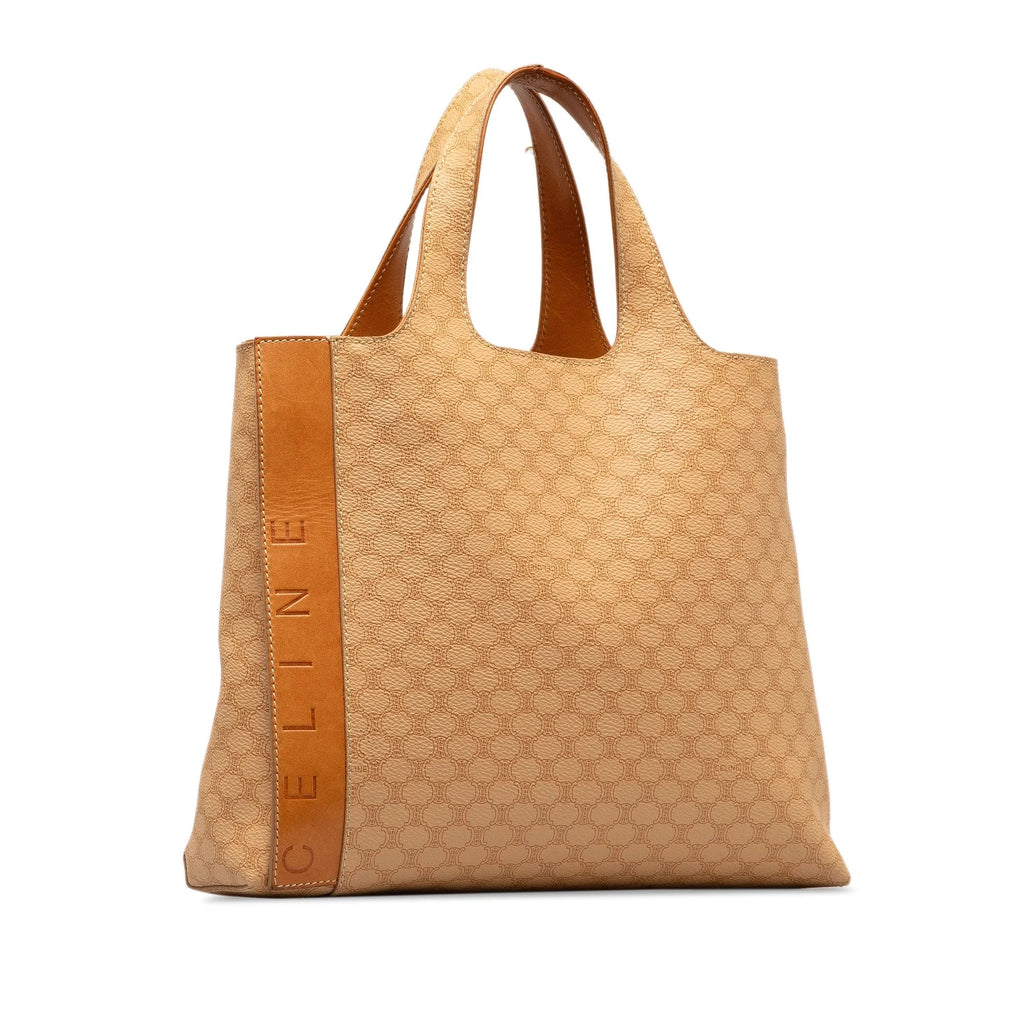 Bag Macadam Authenticated Celine Coated Pre-Owned Tote Canvas (Good) Brown Unisex Fabric