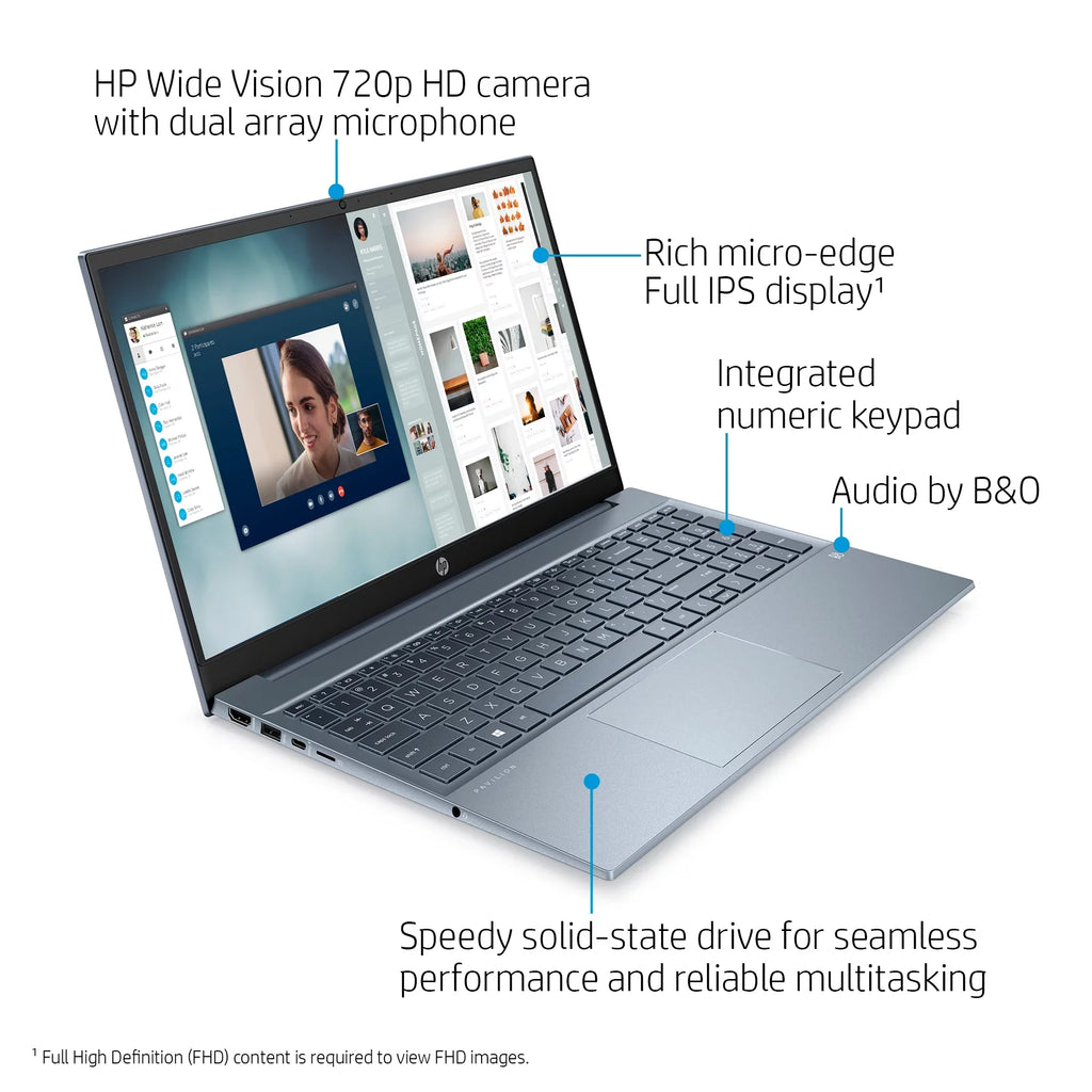 Horizon Blue, 8GB 15.6" Windows 11, SSD, Pavilion Ryzen HP RAM, 15-eh1070wm 7-5700U, AMD FHD, 512GB