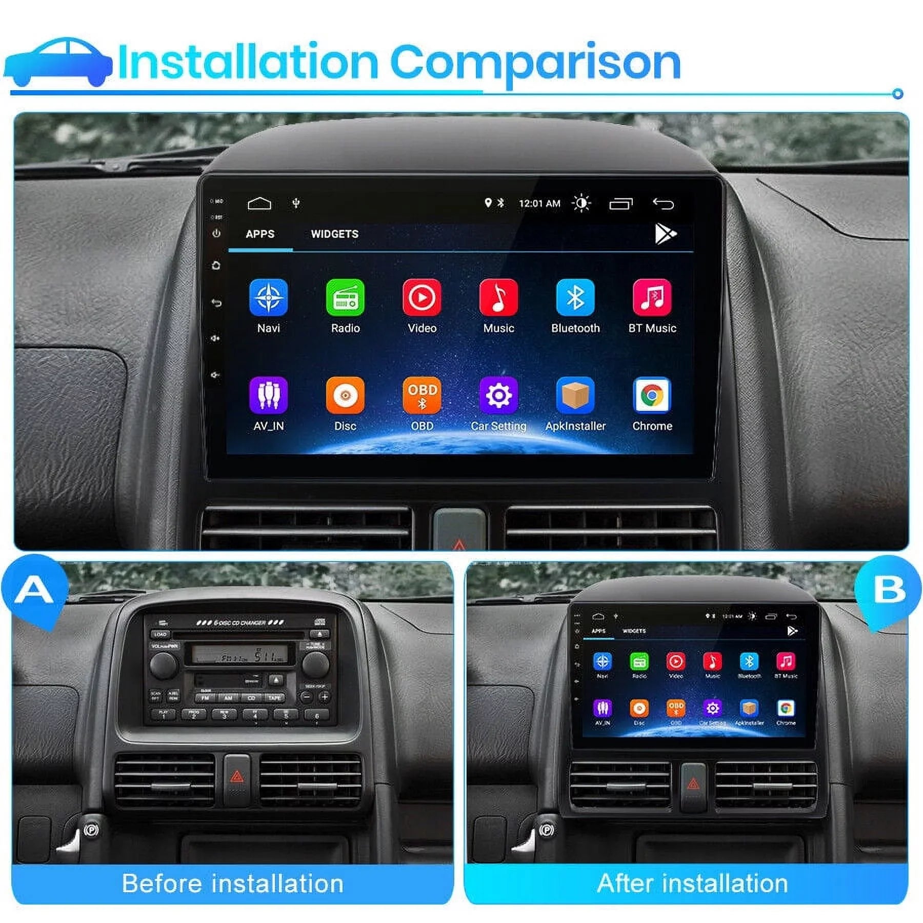 9 Bluetooth WiFi Navigator 2006,2+32GB for Stereo AWESAFE FM with 2005 GPS 2001 Auto Car Wireless Mirror 2004 Radio 2003 Honda Android Inch CRV Link Carplay Radio 2002 Touch Screen