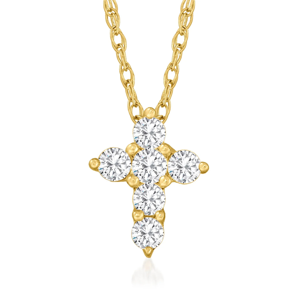 Adult ct. Gold, in Canaria 10kt Cross Diamond Women's, Yellow 0.10 t.w. Necklace Pendant