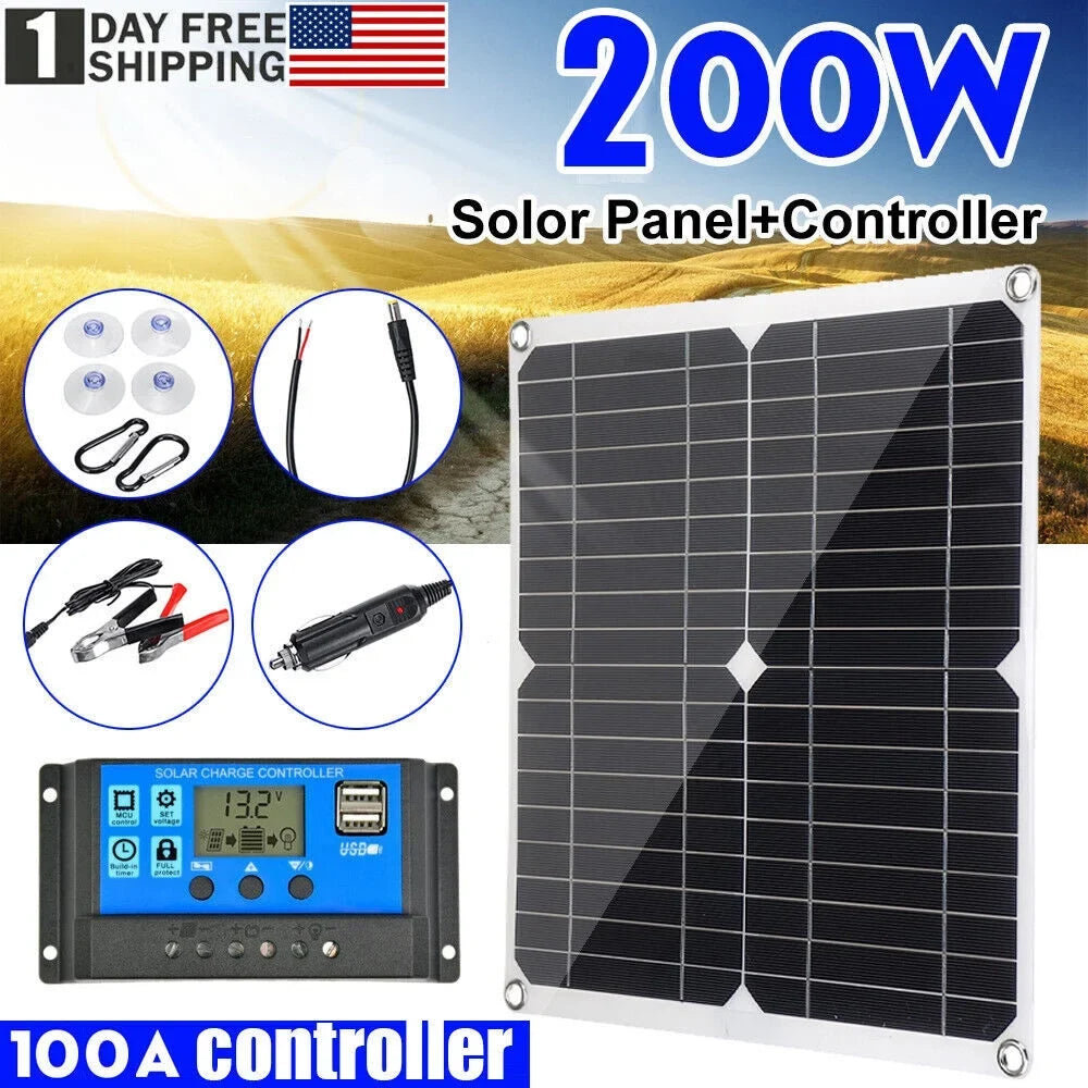 200W emergency outdoor MDHAND car source solar solar panel charger controller with kit light home charge camping