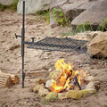Open Swivel Over Campfire Adjustable Carry Guide Height Gear Grill or Fire w/Canvas Bag Pit, Fire