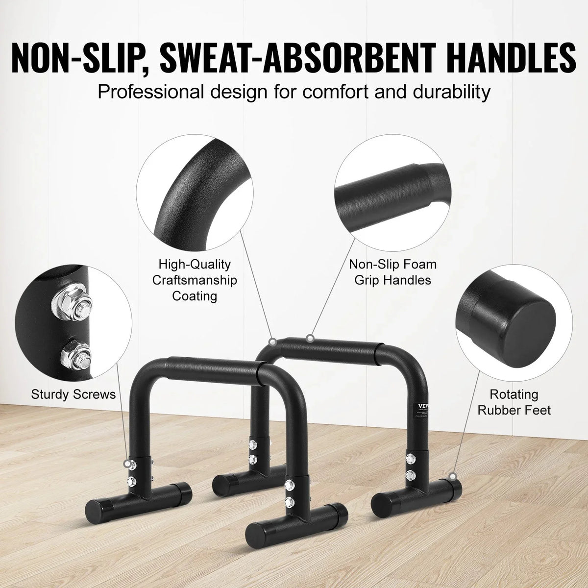 Bars, Capacity, for Home Strength Stabilizers 500 and Outdoor Ideal Gym, with - Training Fitness VEVOR Dip lbs Office, Heavy-Duty Workout Stand