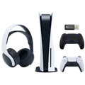 with Bundle (PS5 Disc) Headset 3D 5 Wireless Playstation and Adapter Card USB Controller, MicroSD Sony PULSE Black Disc Extra Gaming