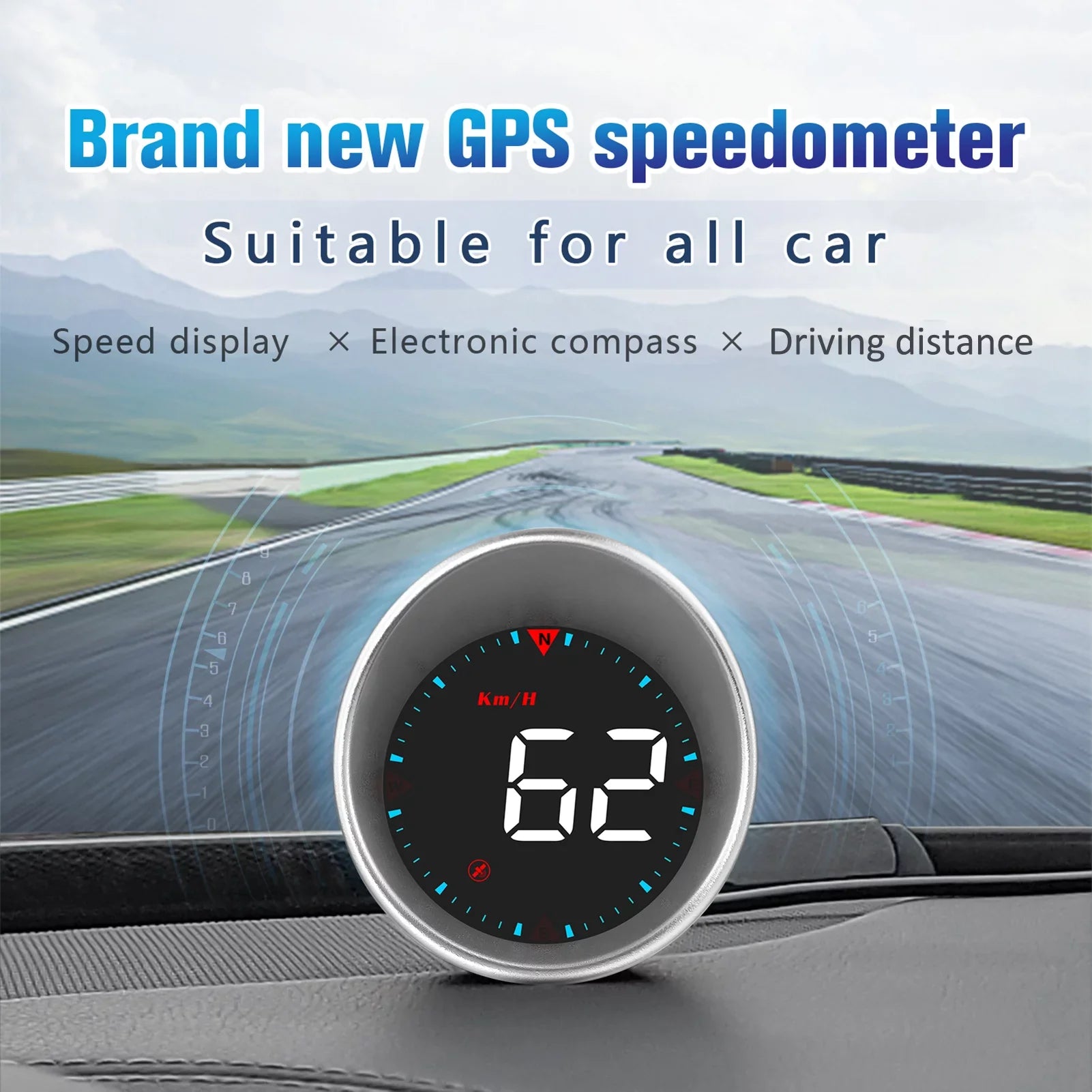 Digital Display Fatigue Overspeed Compass Head-up and Speedometer Driving Display Mileage, Arealer Angle, Driving CarCar