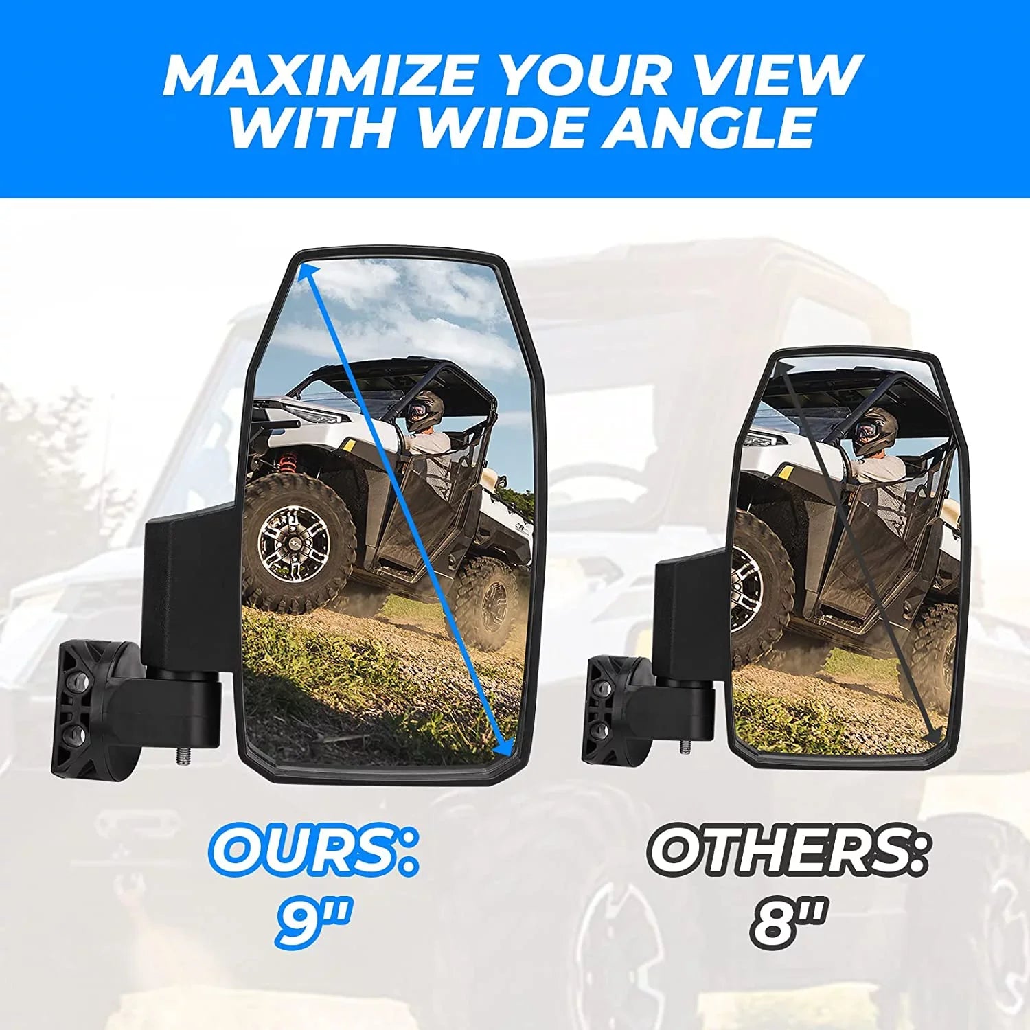 570 Door) Compatible for Side 900 Ranger Maverick Mirrors 1000 Side UTV (Not XP View Polaris Mirrors 1000 Trail Mirrors,Wider General Rear with Can-Am Kemimoto Pro-Fit Defender