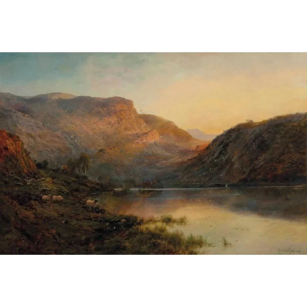 Bréanski The Evening Gold Art Print Alfred Wood Double - Lomond Matted 18x13 Museum de Titled Vale and Ornate Eagle, Frame Glow, Loch of