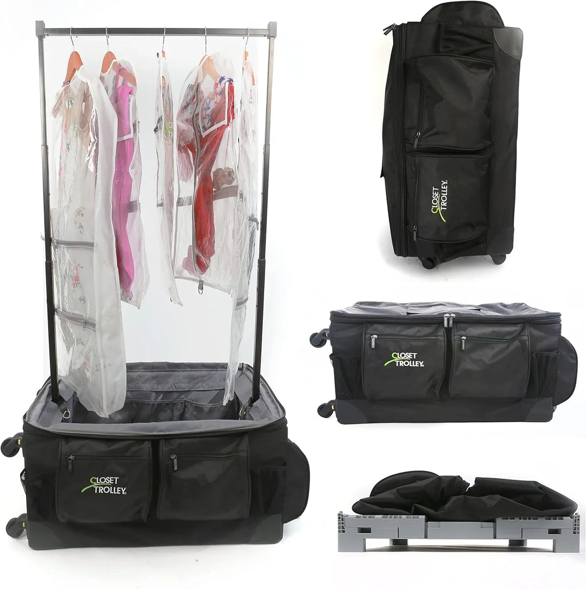 '- YFbiubiulife Dance BLACK Garment Bag Collapsible Rack Rolling w/No-Lean