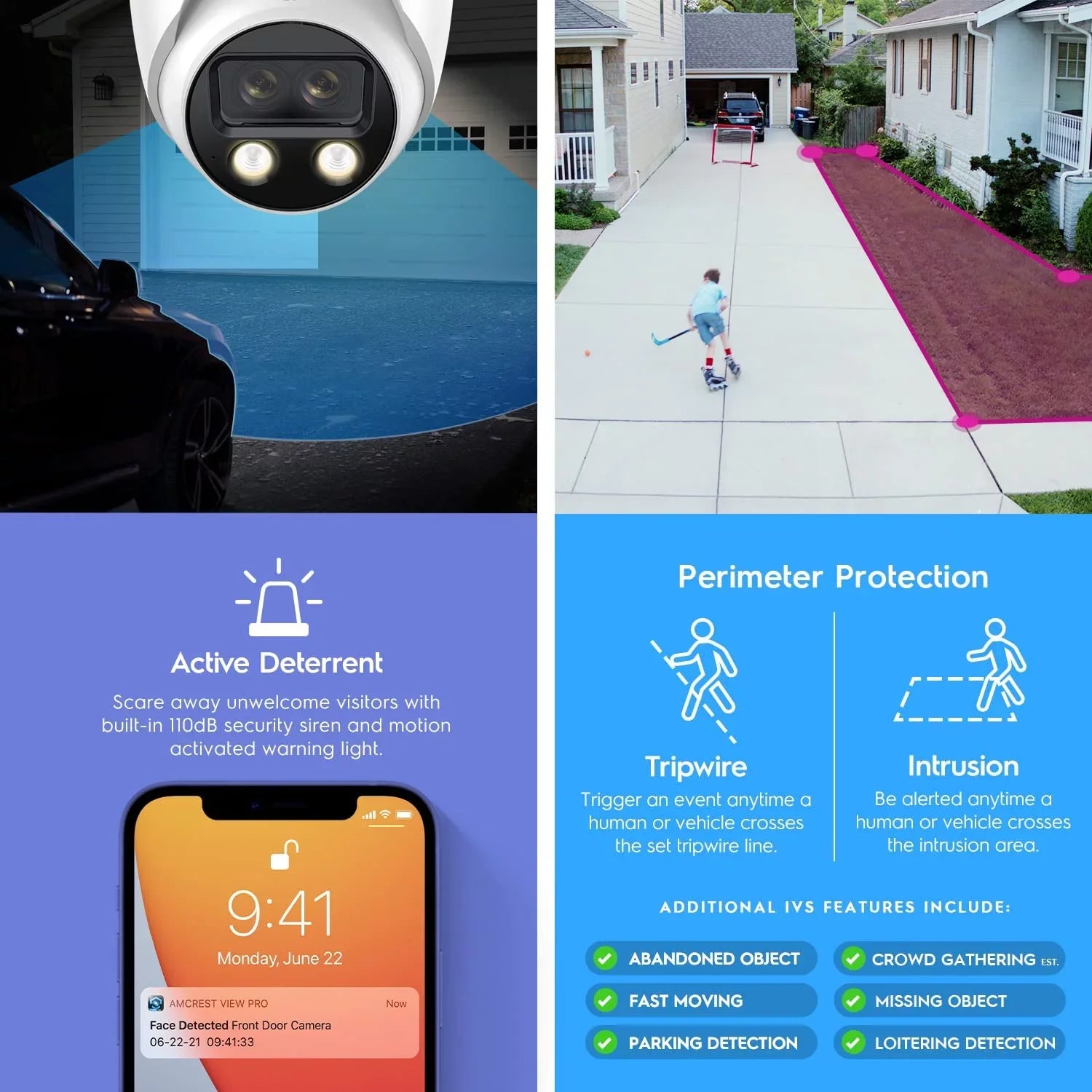 Outdoor 4K Turret 8MP Dual-Lens 2K) POE (2 @25fps, IP (2 x AI 4MP) Camera, Amcrest x Security