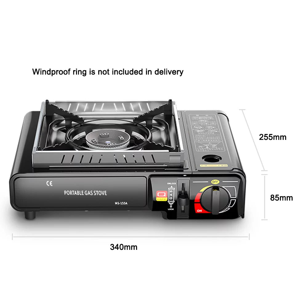 Butane Outdoor and Hiking, Camping, Portable Barbecues Backpacking, Piezo Stove for 2.9KW Picnics, Cooking, with Cassette Ignition - Ideal