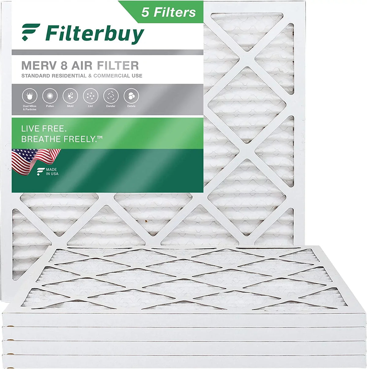 HVAC AC 8 Pleated Furnace 19x19x1 MERV Filterbuy Filters (5-Pack) Air
