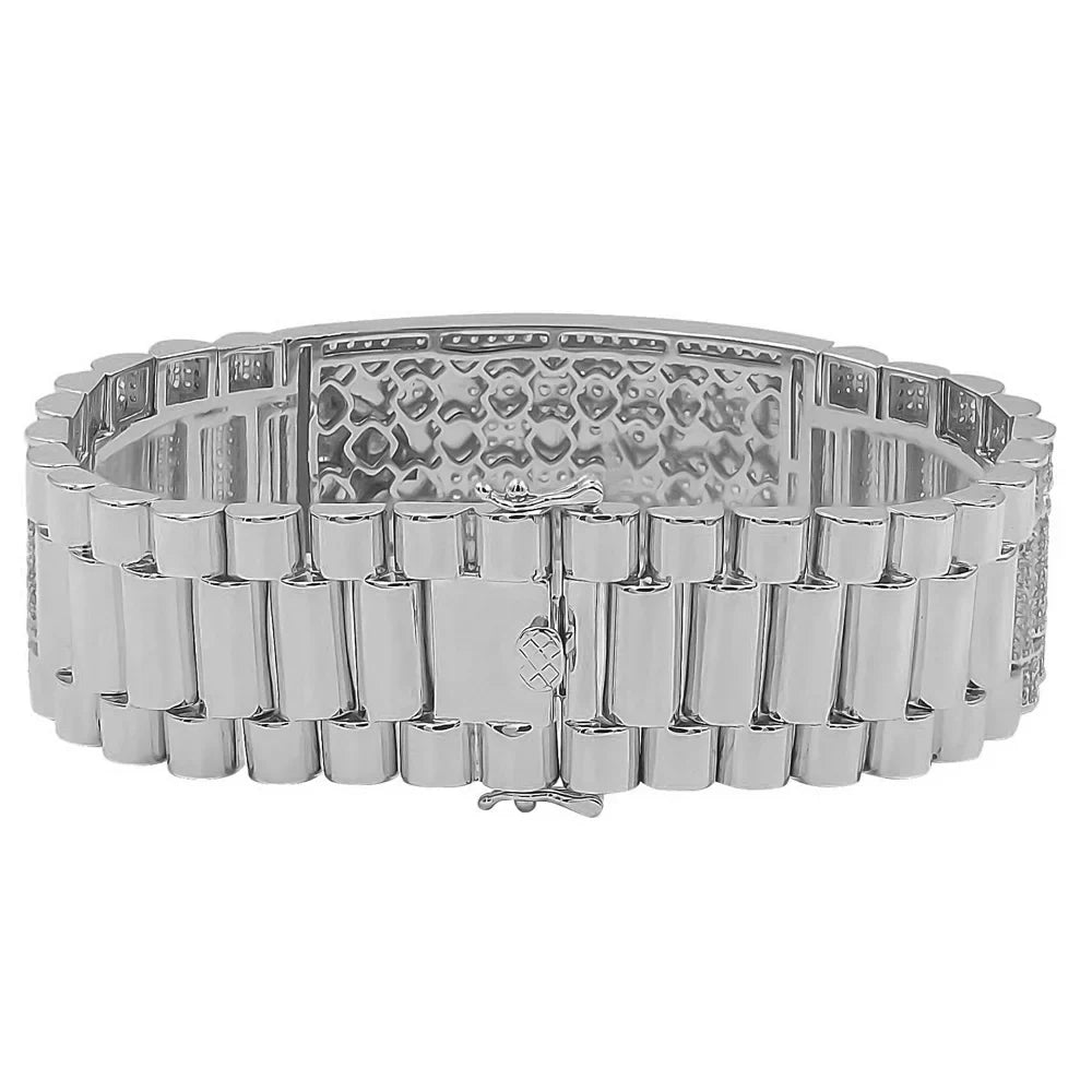Leo Finish Sign Link Mens 14K Gold Diamond White Simulated Bracelet Lion 8.5'' Zodiac