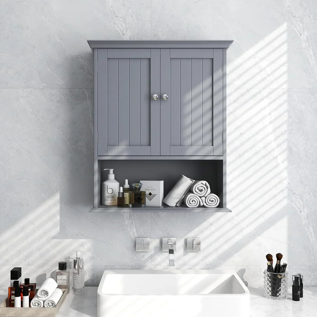 Wall Kitchen with Hanging Cabinet, Room, Cabinet Wall Cabinet Shelves, Bathroom Bathroom & Multipurpose Doors Cabinet, Wooden Medicine Bathroom Storage Living Mounted Grey Storage for
