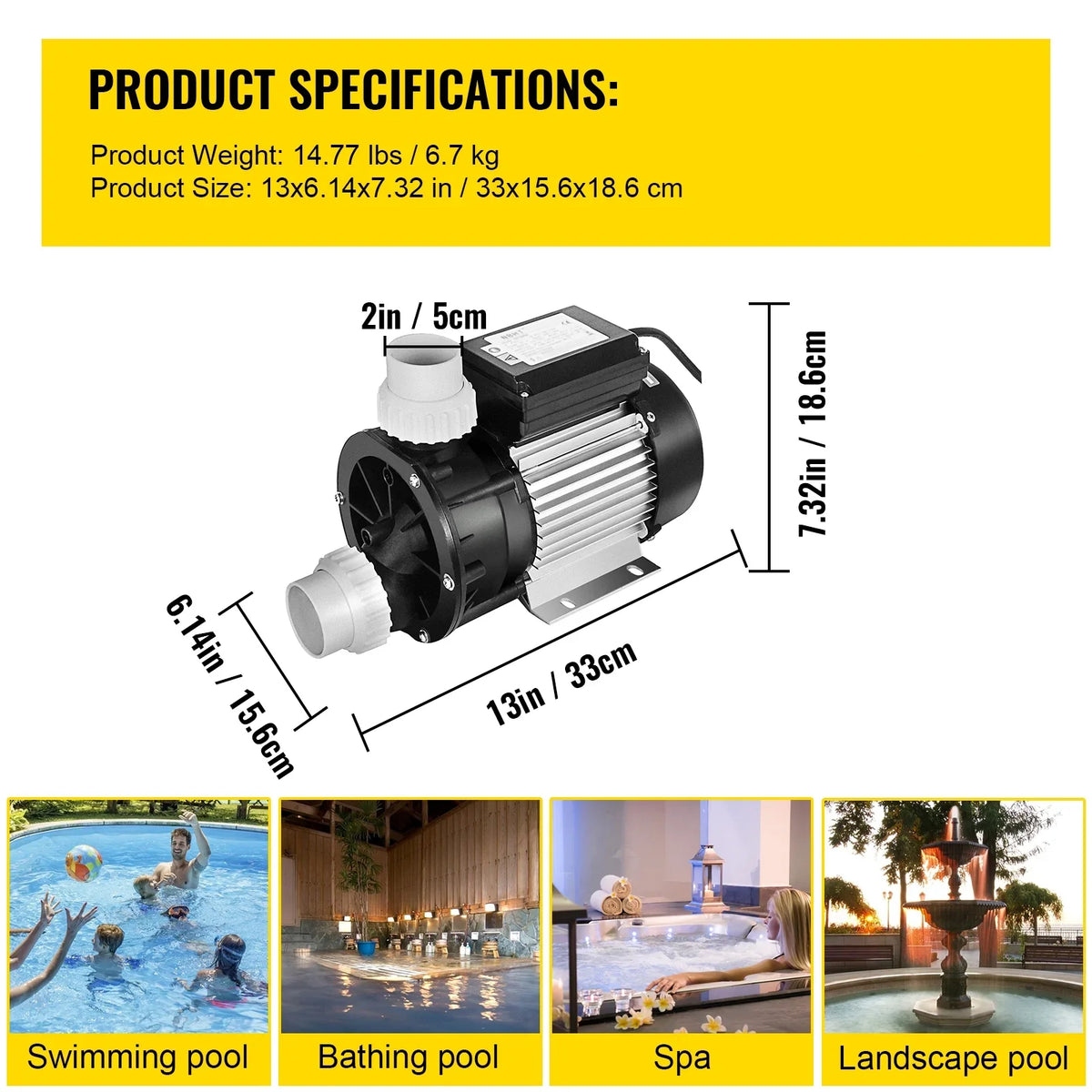 Priming Pump BENTISM Swimming Self Filter 1HP 750W Electric Spa Pool Water